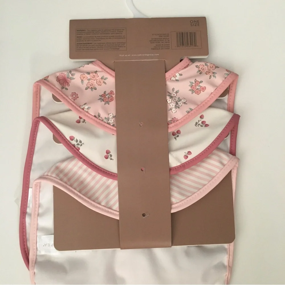 NEW Baby Peva Bibs 3 pk Bibs with Crumb Catcher Pockets Floral Theme | Chick Pea